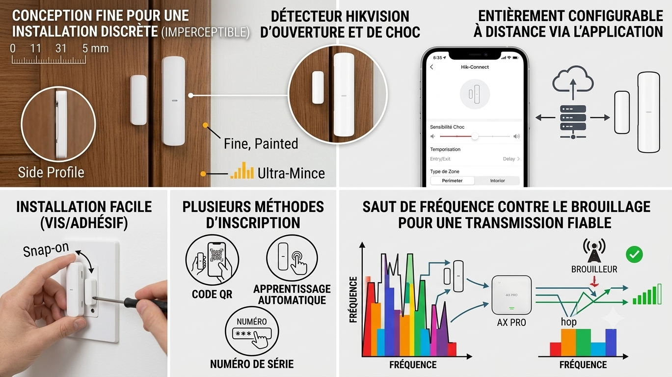 Détecteur Magnétique Sans Fil Hikvision DS-PDMC-EG2-WB – Contact d’Ouverture AX PRO – Image 3
